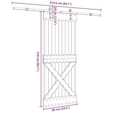  Sliding Door with Hardware Set 85x210 cm Solid Wood Pine