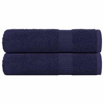  Hand Towels 2 pcs Navy Blue 50x100 cm 360 gsm 100% Cotton