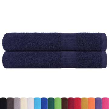  Towels 2 pcs Navy Blue 100x200 cm 360 gsm 100% Cotton