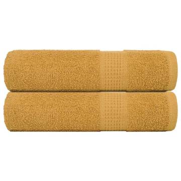  Hand Towels 2 pcs Gold 50x100 cm 360 gsm 100% Cotton