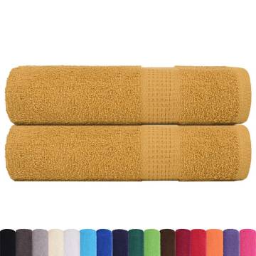  Hand Towels 2 pcs Gold 50x100 cm 360 gsm 100% Cotton