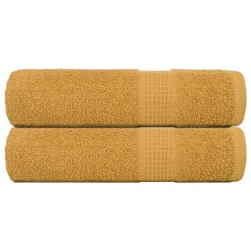  Bath Towels 2 pcs Gold 100x150 cm 360 gsm 100% Cotton