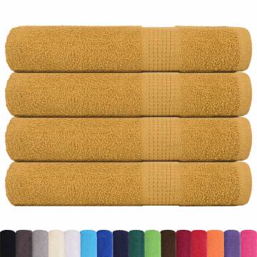  Towels 4 pcs Gold 100x200 cm 360 gsm 100% Cotton