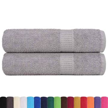  Shower Towels 2 pcs Grey 70x140 cm 360 gsm 100% Cotton