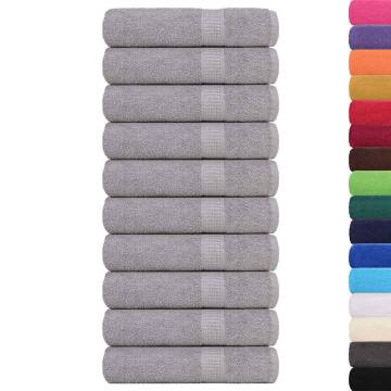  Bath Towels 10 pcs Grey 100x150 cm 360 gsm 100% Cotton