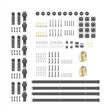  Sliding Door Hardware Kit 183 cm Steel Black