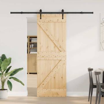  Sliding Door with Hardware Set 70x210 cm Solid Wood Pine