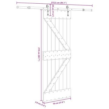  Sliding Door with Hardware Set 70x210 cm Solid Wood Pine