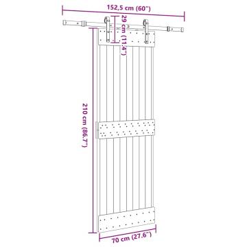  Sliding Door with Hardware Set 70x210 cm Solid Wood Pine