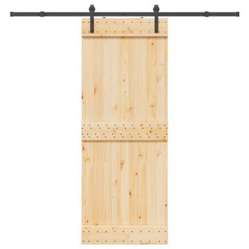  Sliding Door with Hardware Set 80x210 cm Solid Wood Pine