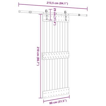  Sliding Door with Hardware Set 80x210 cm Solid Wood Pine