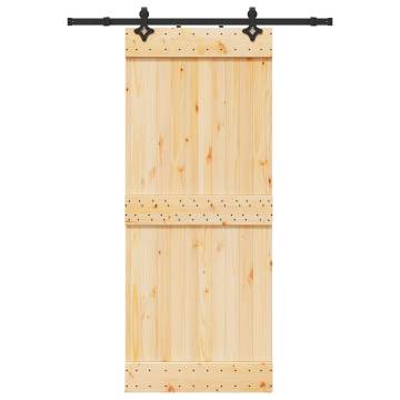  Sliding Door with Hardware Set 85x210 cm Solid Wood Pine