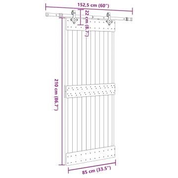  Sliding Door with Hardware Set 85x210 cm Solid Wood Pine