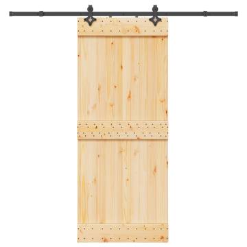  Sliding Door with Hardware Set 85x210 cm Solid Wood Pine