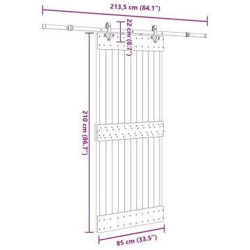  Sliding Door with Hardware Set 85x210 cm Solid Wood Pine