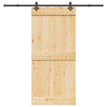  Sliding Door with Hardware Set 95x210 cm Solid Wood Pine