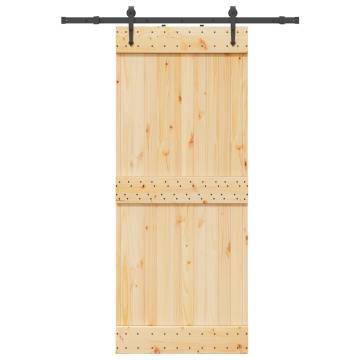  Sliding Door with Hardware Set 85x210 cm Solid Wood Pine