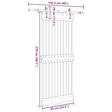  Sliding Door with Hardware Set 85x210 cm Solid Wood Pine