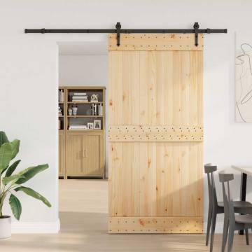  Sliding Door with Hardware Set 100x210 cm Solid Wood Pine