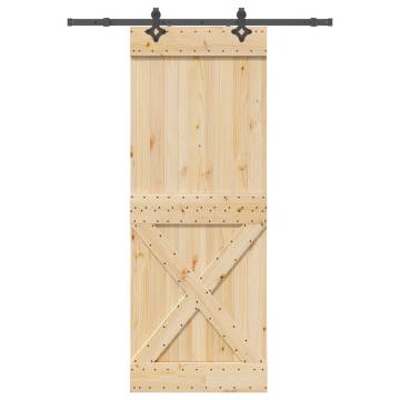  Sliding Door with Hardware Set 85x210 cm Solid Wood Pine