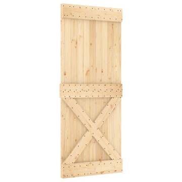  Sliding Door with Hardware Set 85x210 cm Solid Wood Pine