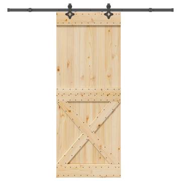  Sliding Door with Hardware Set 90x210 cm Solid Wood Pine