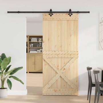  Sliding Door with Hardware Set 100x210 cm Solid Wood Pine