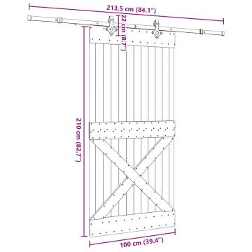  Sliding Door with Hardware Set 100x210 cm Solid Wood Pine