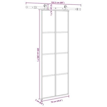  Sliding Door with Hardware Set 76x205 cm ESG Glass&Aluminium