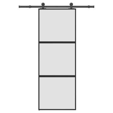  Sliding Door with Hardware Set 76x205 cm Tempered Glass&Aluminium