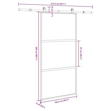  Sliding Door with Hardware Set 102,5x205 cm Tempered Glass&Aluminium