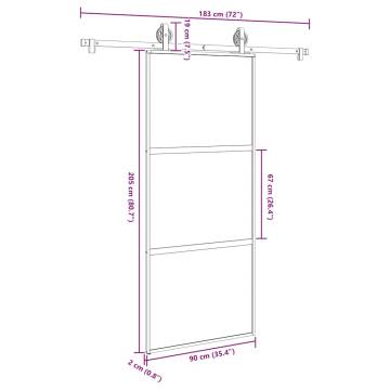  Sliding Door with Hardware Set 90x205 cm Tempered Glass&Aluminium