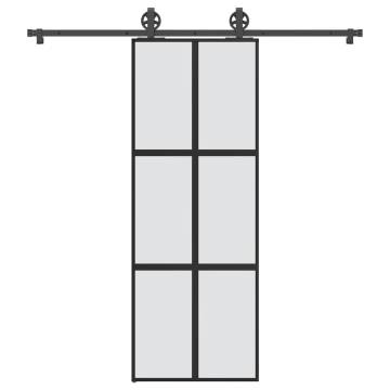  Sliding Door with Hardware Set 76x205 cm Tempered Glass&Aluminium