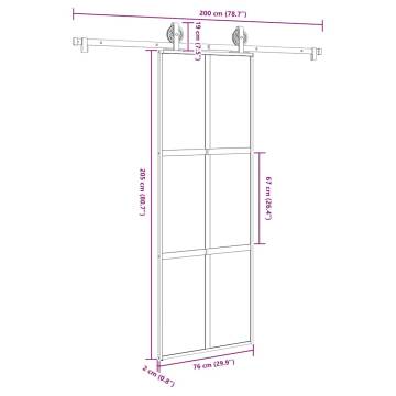  Sliding Door with Hardware Set 76x205 cm Tempered Glass&Aluminium