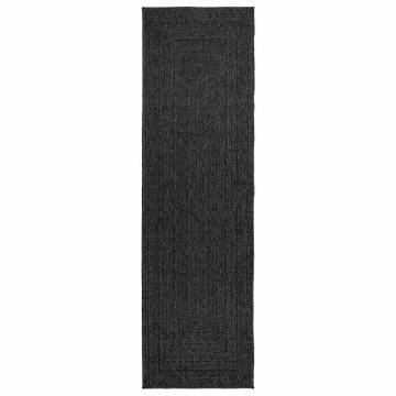  Rug ZIZUR Anthracite 80x250 cm Jute Look Indoor and Outdoor