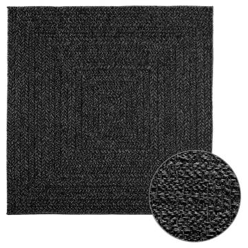  Rug ZIZUR Anthracite 120x120 cm Jute Look Indoor and Outdoor