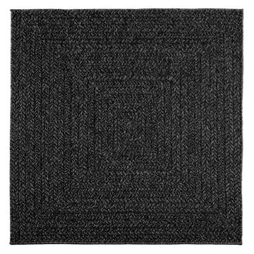  Rug ZIZUR Anthracite 120x120 cm Jute Look Indoor and Outdoor