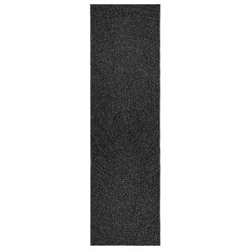  Rug ZIZUR Anthracite 80x250 cm Jute Look Indoor and Outdoor