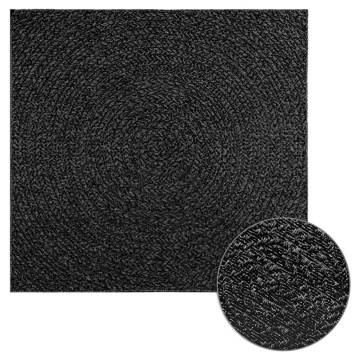  Rug ZIZUR Anthracite 120x120 cm Jute Look Indoor and Outdoor