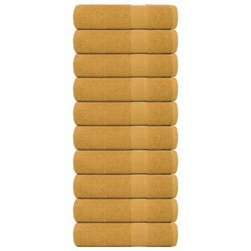  Bath Towels 10 pcs Gold 100x150 cm 360 gsm 100% Cotton