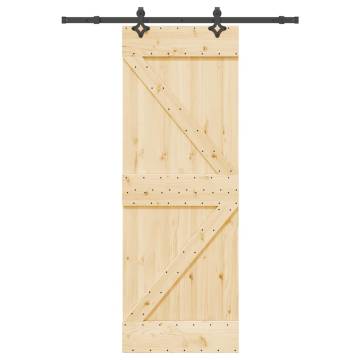  Sliding Door with Hardware Set 70x210 cm Solid Wood Pine