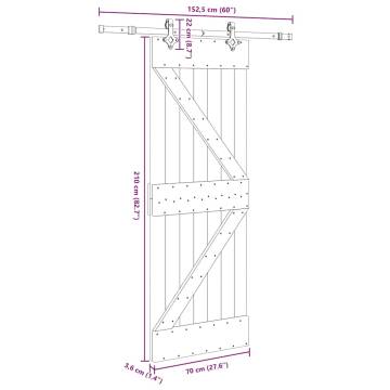  Sliding Door with Hardware Set 70x210 cm Solid Wood Pine