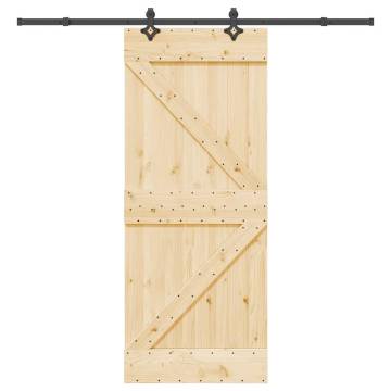  Sliding Door with Hardware Set 85x210 cm Solid Wood Pine