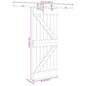  Sliding Door with Hardware Set 85x210 cm Solid Wood Pine