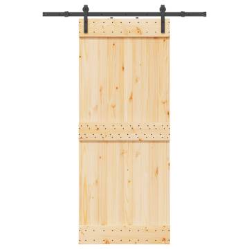  Sliding Door with Hardware Set 85x210 cm Solid Wood Pine