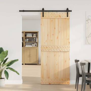  Sliding Door with Hardware Set 85x210 cm Solid Wood Pine