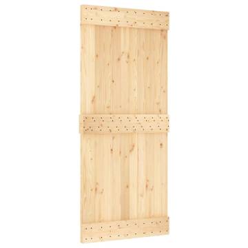  Sliding Door with Hardware Set 90x210 cm Solid Wood Pine