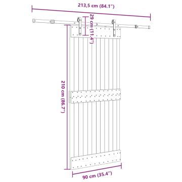  Sliding Door with Hardware Set 90x210 cm Solid Wood Pine