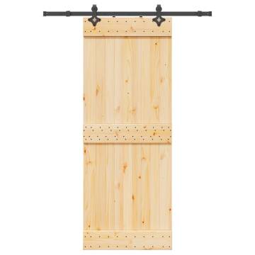  Sliding Door with Hardware Set 80x210 cm Solid Wood Pine