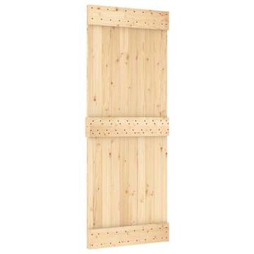  Sliding Door with Hardware Set 80x210 cm Solid Wood Pine